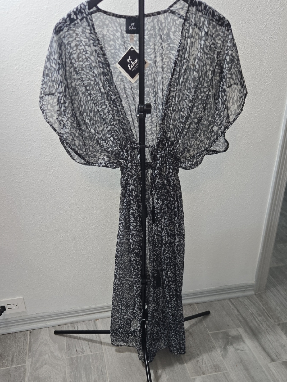 Echo Black and White Sheer Swim Coverup
